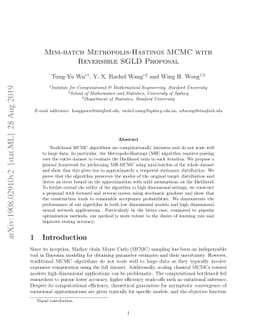 Mini-batch Metropolis-Hastings MCMC with Reversible SGLD Proposal