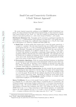 Small Cuts and Connectivity Certificates: A Fault Tolerant Approach
