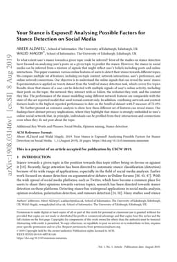 Your Stance is Exposed! Analysing Possible Factors for Stance Detection
  on Social Media