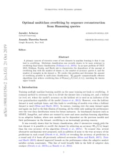 Optimal multiclass overfitting by sequence reconstruction from Hamming
  queries