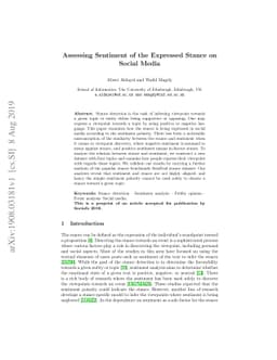 Assessing Sentiment of the Expressed Stance on Social Media