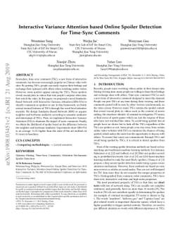 Interactive Variance Attention based Online Spoiler Detection for
  Time-Sync Comments