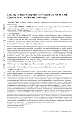 Security in Brain-Computer Interfaces: State-of-the-art, opportunities,
  and future challenges