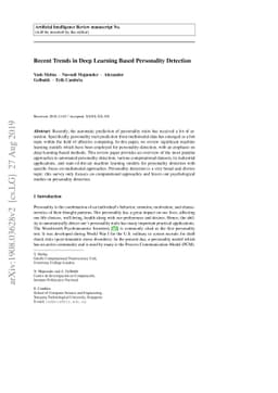 Recent Trends in Deep Learning Based Personality Detection