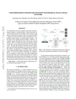 User independent Emotion Recognition with Residual Signal-Image Network