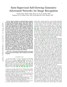 Semi-Supervised Self-Growing Generative Adversarial Networks for Image
  Recognition