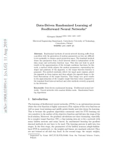 Data-Driven Randomized Learning of Feedforward Neural Networks