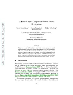 A Finnish News Corpus for Named Entity Recognition