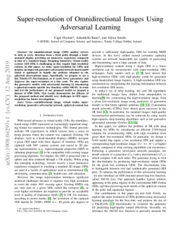 Super-resolution of Omnidirectional Images Using Adversarial Learning