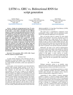 LSTM vs. GRU vs. Bidirectional RNN for script generation