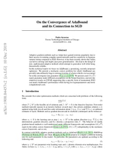 On the Convergence of AdaBound and its Connection to SGD