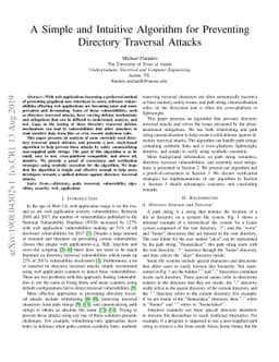 A Simple and Intuitive Algorithm for Preventing Directory Traversal
  Attacks