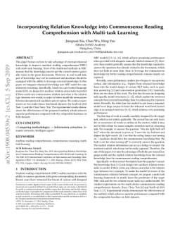 Incorporating Relation Knowledge into Commonsense Reading Comprehension
  with Multi-task Learning