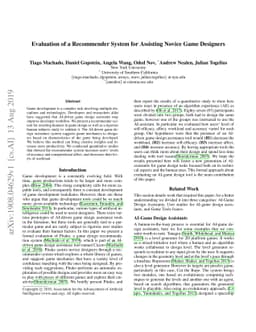Evaluation of a Recommender System for Assisting Novice Game Designers