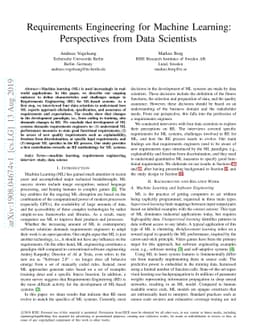 Requirements Engineering for Machine Learning: Perspectives from Data
  Scientists