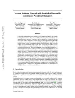 Inverse Rational Control with Partially Observable Continuous Nonlinear
  Dynamics