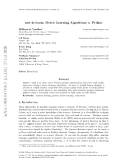 metric-learn: Metric Learning Algorithms in Python