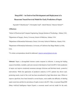 DeepAISE -- An End-to-End Development and Deployment of a Recurrent
  Neural Survival Model for Early Prediction of Sepsis