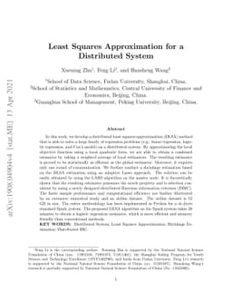 Least Squares Approximation for a Distributed System