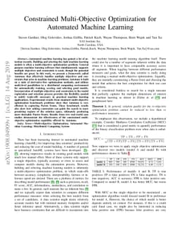 Constrained Multi-Objective Optimization for Automated Machine Learning