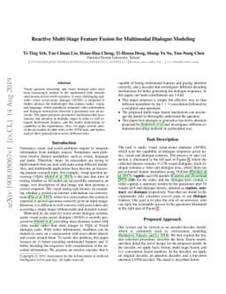 Reactive Multi-Stage Feature Fusion for Multimodal Dialogue Modeling