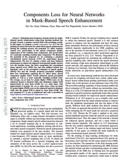 Components Loss for Neural Networks in Mask-Based Speech Enhancement