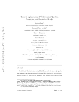 Towards Optimisation of Collaborative Question Answering over Knowledge
  Graphs