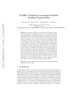 XCMRC: Evaluating Cross-lingual Machine Reading Comprehension
