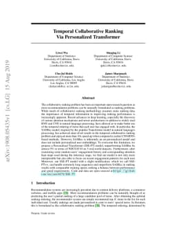 Temporal Collaborative Ranking Via Personalized Transformer