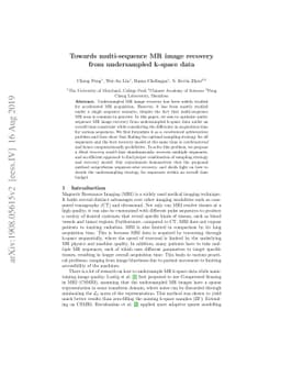 Towards multi-sequence MR image recovery from undersampled k-space data