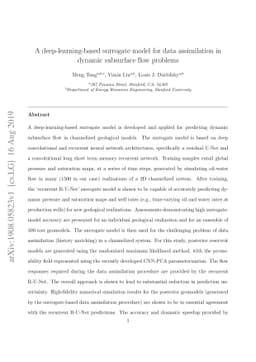 A deep-learning-based surrogate model for data assimilation in dynamic
  subsurface flow problems