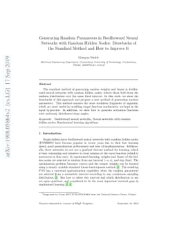 Generating Random Parameters in Feedforward Neural Networks with Random
  Hidden Nodes: Drawbacks of the Standard Method and How to Improve It