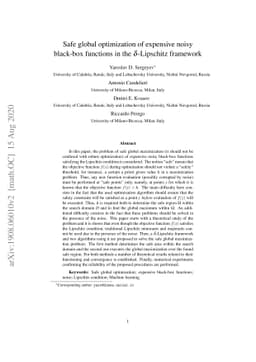 Safe global optimization of expensive noisy black-box functions in the
  $δ$-Lipschitz framework