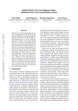 Build it Break it Fix it for Dialogue Safety: Robustness from
  Adversarial Human Attack