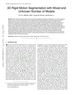 3D Rigid Motion Segmentation with Mixed and Unknown Number of Models
