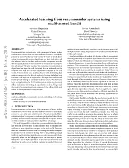 Accelerated learning from recommender systems using multi-armed bandit
