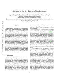 Generating an Overview Report over Many Documents