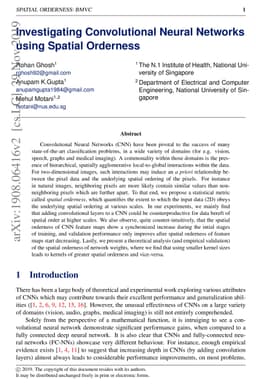Investigating Convolutional Neural Networks using Spatial Orderness
