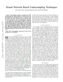 Neural Network Based Undersampling Techniques