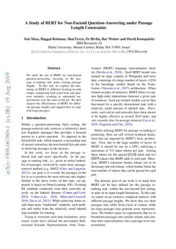 A Study of BERT for Non-Factoid Question-Answering under Passage Length
  Constraints