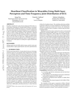 Heartbeat Classification in Wearables Using Multi-layer Perceptron and
  Time-Frequency Joint Distribution of ECG