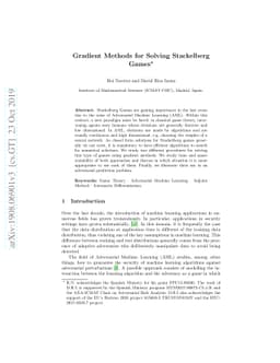 Gradient Methods for Solving Stackelberg Games