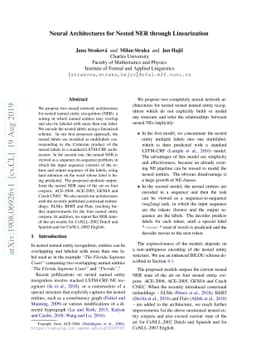 Neural Architectures for Nested NER through Linearization