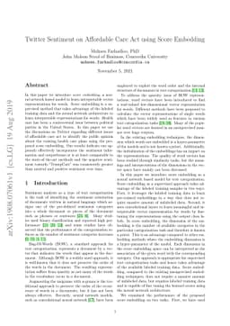 Twitter Sentiment on Affordable Care Act using Score Embedding