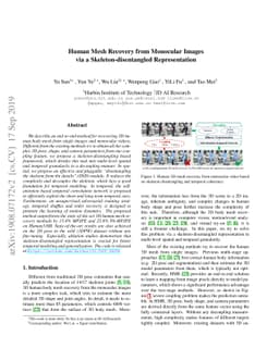 Human Mesh Recovery from Monocular Images via a Skeleton-disentangled
  Representation