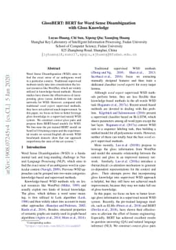 GlossBERT: BERT for Word Sense Disambiguation with Gloss Knowledge