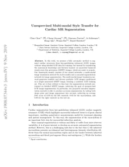 Unsupervised Multi-modal Style Transfer for Cardiac MR Segmentation