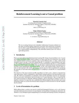 Reinforcement Learning is not a Causal problem