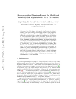 Representation Disentanglement for Multi-task Learning with application
  to Fetal Ultrasound