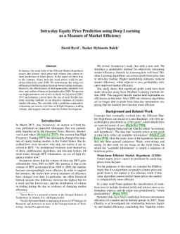 Intra-day Equity Price Prediction using Deep Learning as a Measure of
  Market Efficiency